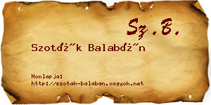 Szoták Balabán névjegykártya